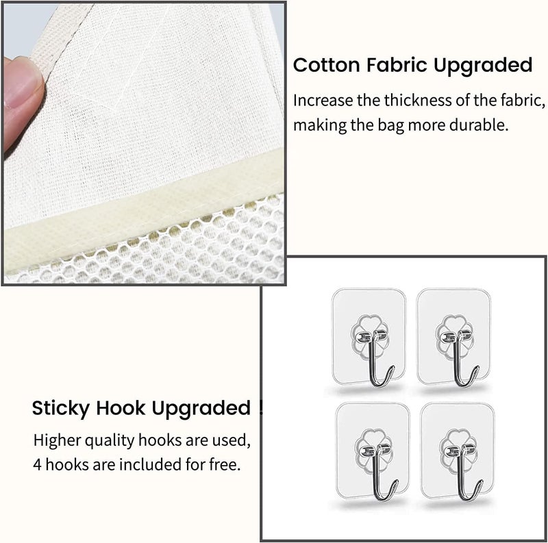 Kanrichu 3pcs Small Wall Hanging Organizer Bag, Linen Fabric Door Hanging Storage Basket with Pockets, Waterproof Bin for Kitchen, Bedroom, Office, RV Camper (White) - Image 3